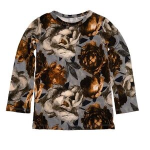 Posh Peanut Floral Long Sleeve Top - Gray, Brown, Cream